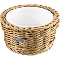 Saleen Beige 11cm Round Basket with Porcelain Bowl