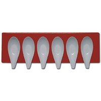 Mebel Entity 16D White Tasting Spoons x 6 on Red Rectangular Tray