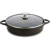 Valira 20cm Black Short Casserole Pan with Glass Lid