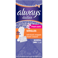 Always Dailies Singles Panty Liners Fresh x 20