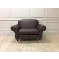 Chelsea 1.5 Seater Chair in Dune Coffee Leather with Studding and castors