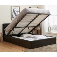 Berlin Brown Leather Ottoman Storage Bed Frame - 4ft6 Double