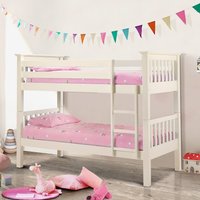 Barcelona Stone White Finish Solid Pine Wooden Bunk Bed Frame - 3ft Single