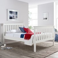 Solid Pine Wooden Bed Frame 4ft Small Double Lisbon White Finish