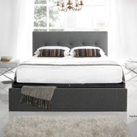 Hexham Smoke Fabric End Drawer Storage Bed Frame - 4ft6 Double
