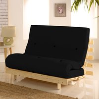 Metro Black Cotton Drill Fabric Tufted Futon Mattress - 2ft6 Small Single