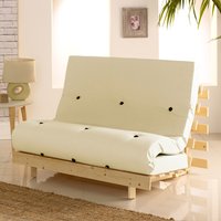 Metro Pine Wooden 1 Seater Chair/Folding Guest Bed with Cream Futon Mattress - 2ft6 Small Single