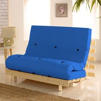 Metro Dark Blue Cotton Drill Fabric Tufted Futon Mattress - 2ft6 Small Single
