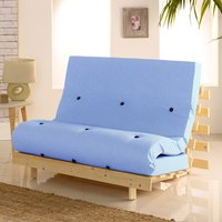Metro Pine Wooden 1 Seater Chair/Folding Guest Bed with Lilac Futon Mattress - 2ft6 Small Single