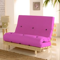 Metro Pine Wooden 1 Seater Chair/Folding Guest Bed with Pink Futon Mattress - 2ft6 Small Single