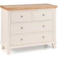 Portland Stone White and Oak 4 Drawer Wide Chest