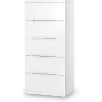 Manhattan Gloss White 5 Drawer Narrow Chest