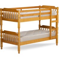 Colonial Honey Pine Wooden Bunk Bed Frame - 2ft6 Single