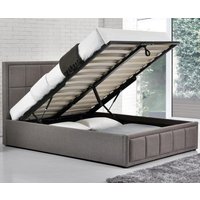 Hannover Grey Upholstered Fabric Ottoman Storage Bed Frame - 4ft6 Double