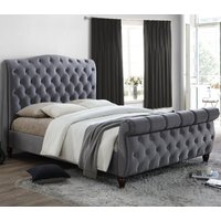 Colorado Grey Velvet Fabric Sleigh Bed Frame - 5ft King Size
