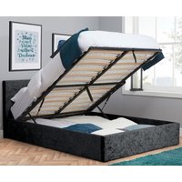 Berlin Black Crushed Velvet Fabric Ottoman Storage Bed Frame - 5ft King Size