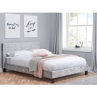 Berlin Steel Crushed Velvet Fabric Bed - 4ft6 Double