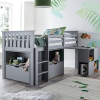 Milo Grey Wooden Mid Sleeper Kids Bed Frame - 3ft Single