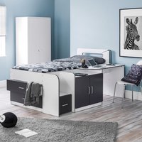 Cookie Grey and White Wooden Cabin Bed Frame Only - 3ft Single