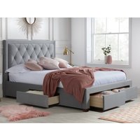 Woodbury Grey Velvet Fabric 4 Drawer Storage Bed Frame - 4ft6 Double