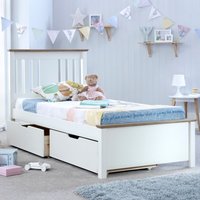Wooden Bed Frame with 2 Underbed Storage Drawers 4ft6 Double Chester White and Oak