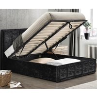 Hannover Black Velvet Fabric Ottoman Storage Bed Frame - 5ft King Size