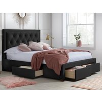 Woodbury Black Velvet Fabric 4 Drawer Storage Bed Frame - 5ft King Size