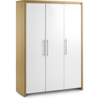 Stockholm Gloss White and Light Oak 3 Door All Hanging Wardrobe