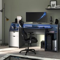SetUp Large Grey Gaming Desk With LEDs