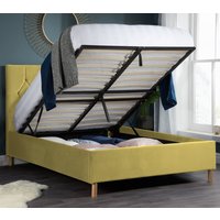 Loxley Mustard Velvet Fabric Ottoman Storage Bed Frame - 4ft Small Double