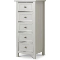 Maine Dove Grey 5 Drawer Wooden Tall Chest