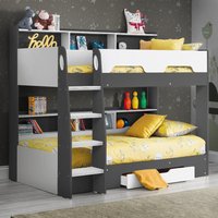 Orion Grey and White Wooden Storage Bunk Bed Frame Only - 3ft Single