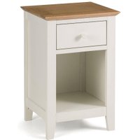 Salerno Ivory and Oak Wooden 1 Drawer Bedside Table