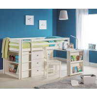 Roxy Stone White Wooden Mid Sleeper Frame Only - 3ft Single