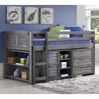 Cosy Grey Wooden Mid Sleeper Storage Bed with Right Ladder - 3ft Single