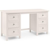 Maine White Wooden Double Pedestal Dressing Table