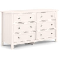 Maine White 6 Drawer Wooden Wide Chest