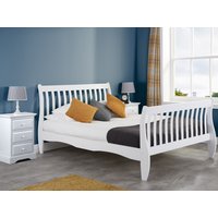 Belford White Wooden Sleigh Bed Frame - 4ft Small Double