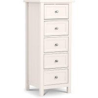 Maine White 5 Drawer Wooden Tall Chest