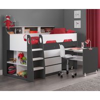 Jupiter Grey and White Wooden Midsleeper Cabin Bed Frame - 3ft Single