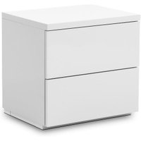 Monaco White Wooden High Gloss 2 Drawer Bedside Table