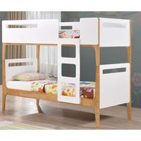 Mason White and Oak Wooden Bunk Bed Frame Only - 3ft Single