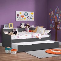 Grace Grey Wooden Day Bed with Guest Bed Trundle Frame Only - 3ft Single