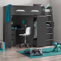 Pegasus Anthracite Wooden High Sleeper Frame - 3ft Single