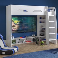 Galaxy White Wooden Gaming High Sleeper Frame - 3ft Single