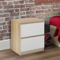 Jupiter Oak and White 2 Drawer Bedside Table