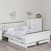 Shanghai White and Grey Wooden Bed Frame Only - 4ft6 Double