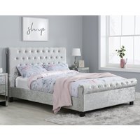 Sienna Steel Crushed Velvet Fabric Bed Frame Only - 5ft King Size