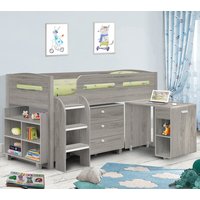 Kimbo Grey Oak Mid Sleeper Cabin Bed Frame - 3ft Single