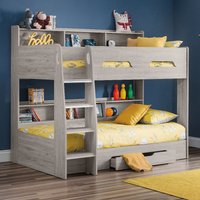 Orion Grey Oak Wooden Storage Bunk Bed Frame - 3ft Single